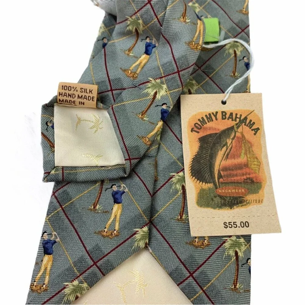 Tommy Bahama NEW Mens Hand Made Neck Tie 100% Silk Multicolor Golf Tropical